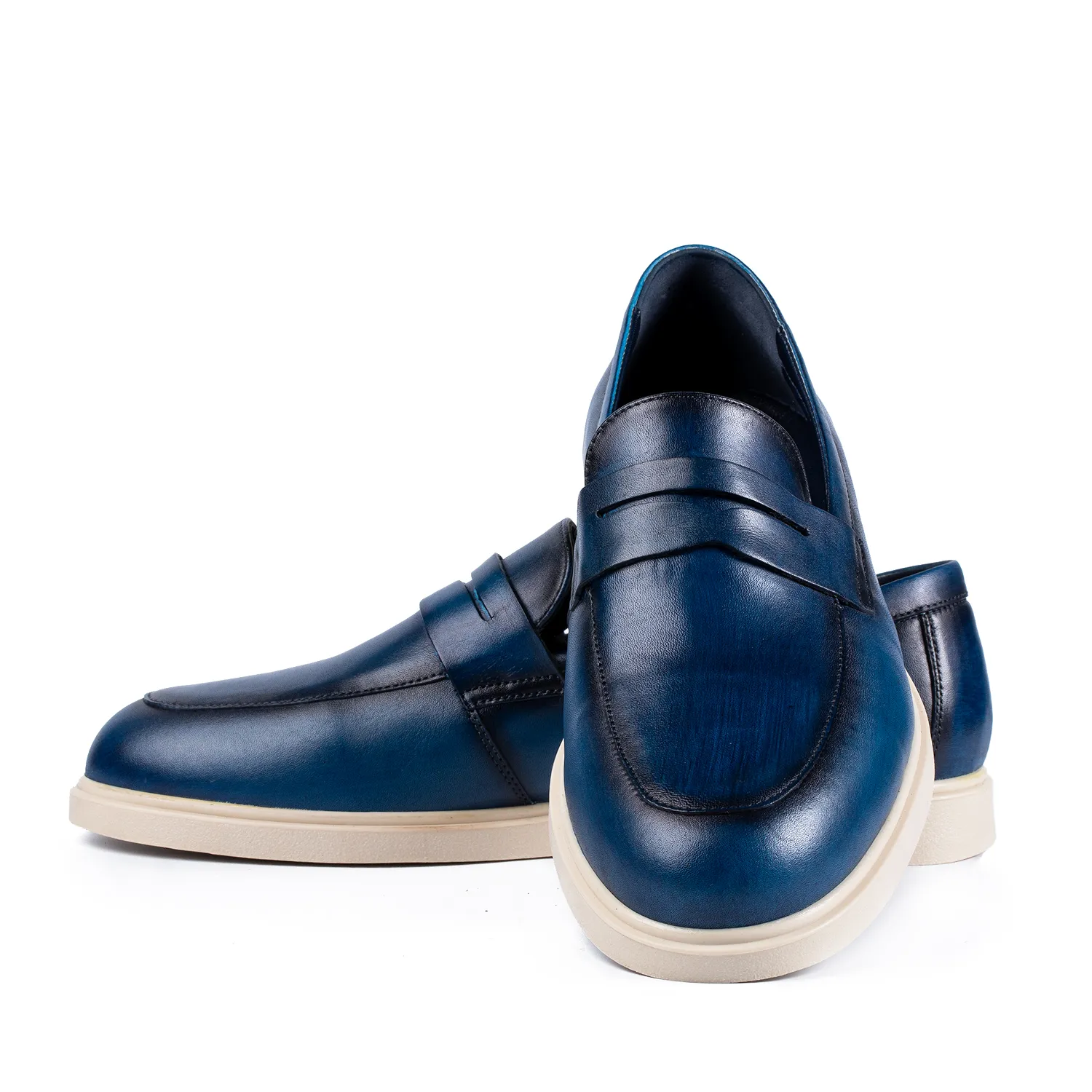 Lucas Shoes Ezra mocasini bărbați azzuro piele