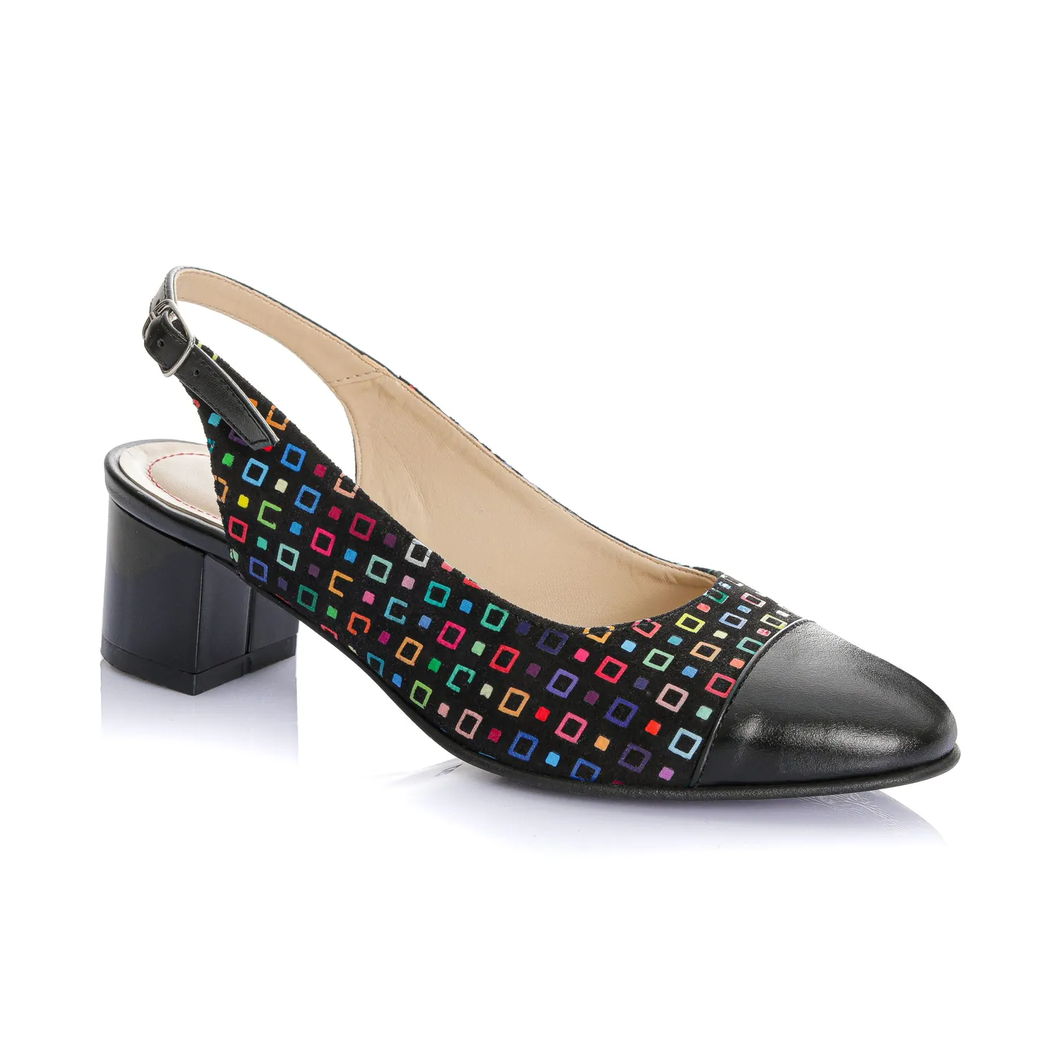 Catinca Shoes T16 NBC sandale piele negru patratele