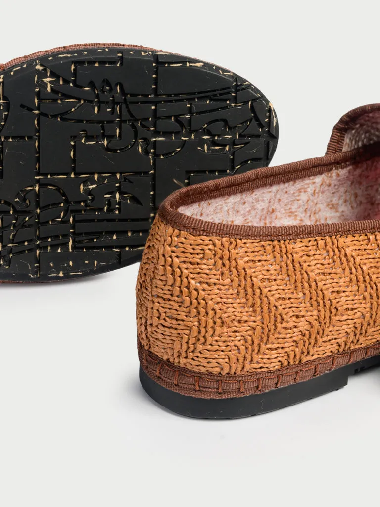 Flagelus Sophie Raffia Brown pantofi mary jane rafie maro