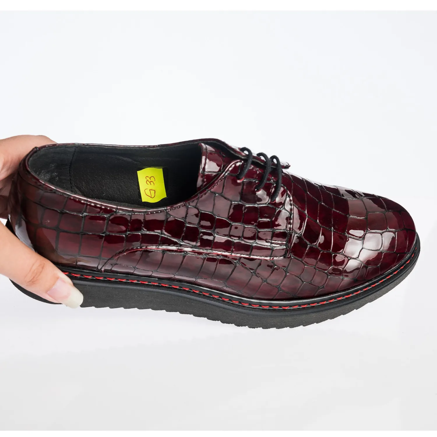 Catinca Shoes G33 BC pantofi dama piele bordo croco