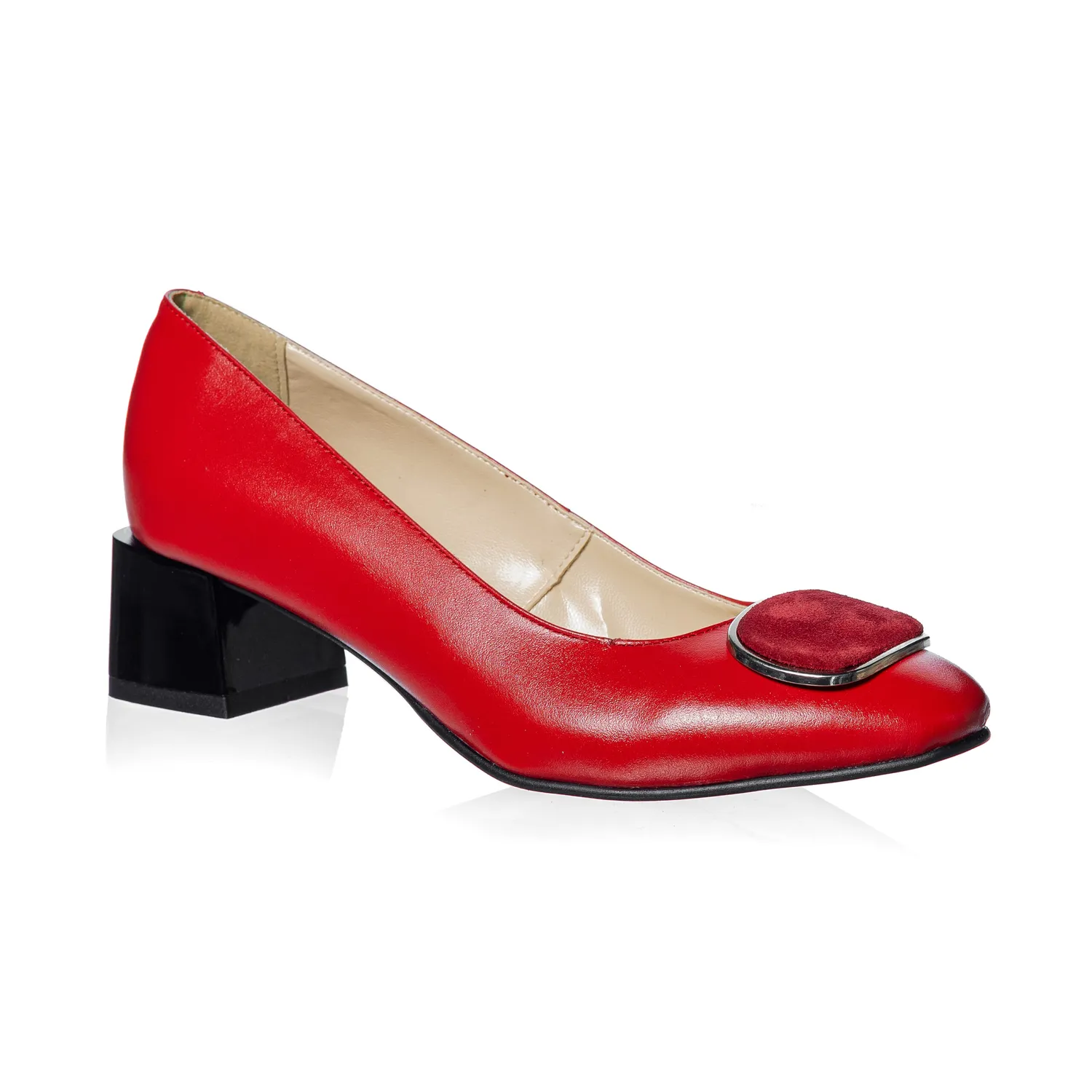Catinca Shoes A21 RBRA pantofi dama piele rosu combinat