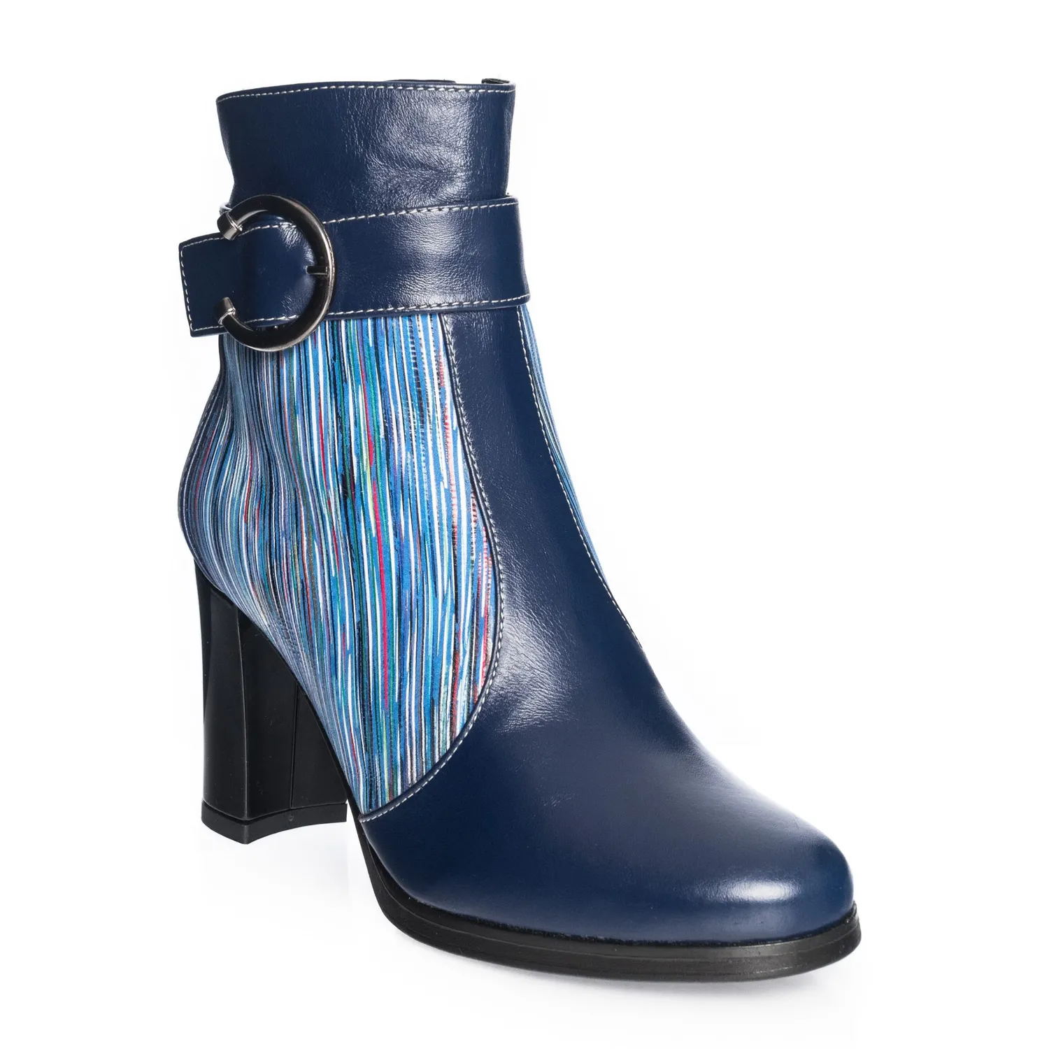 Catinca Shoes GX25 BBD ghete dama piele naturala albastre dungi