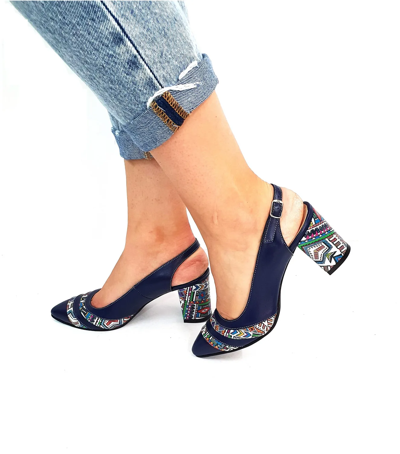 Catinca Shoes A101 AMT sandale piele albastru traditional
