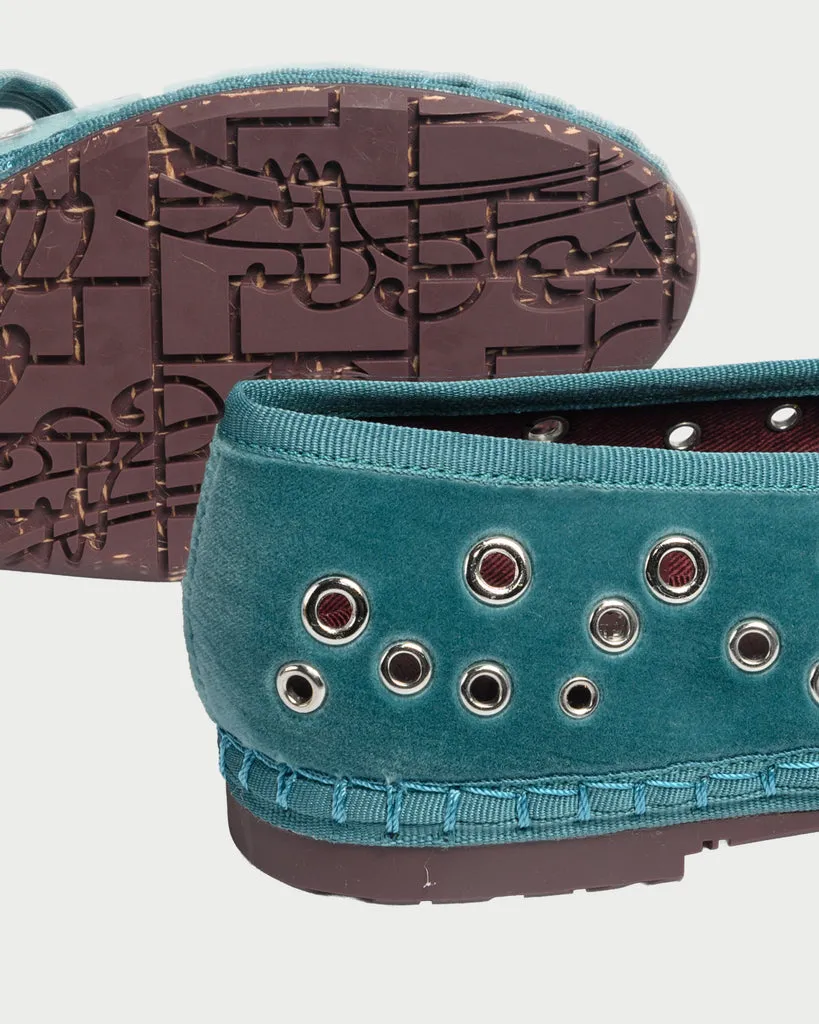 Flagelus Ophelia Petrol balerini verde velvet