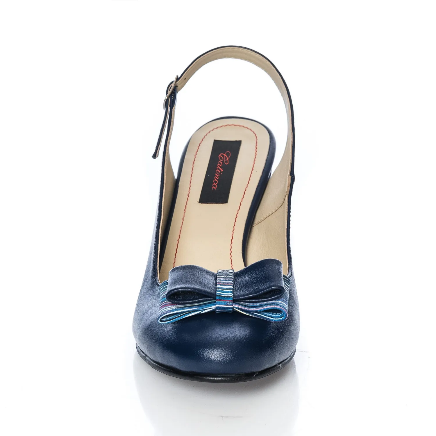 Catinca Shoes V5 BTD sandale damă piele blu toc dungi