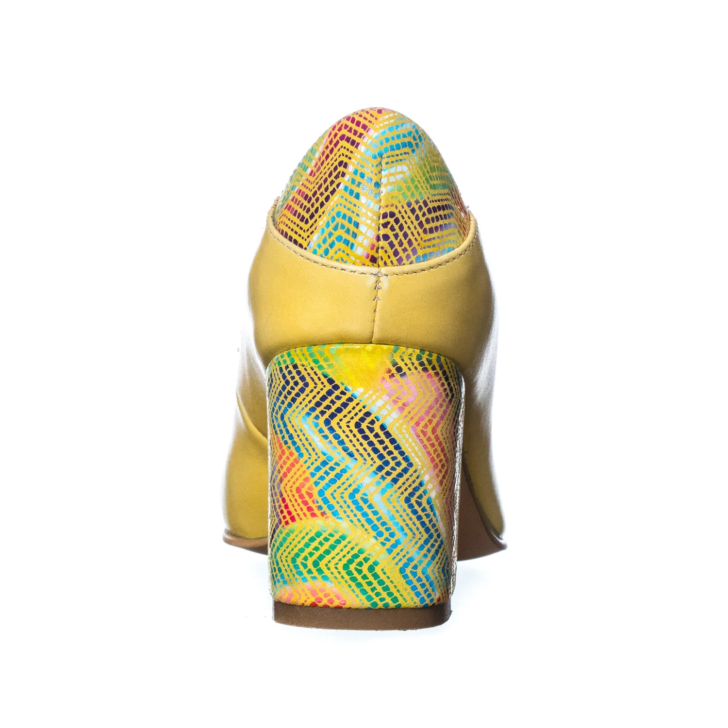 Catinca Shoes R9 GTM pantofi dama piele naturala galben toc mozaic