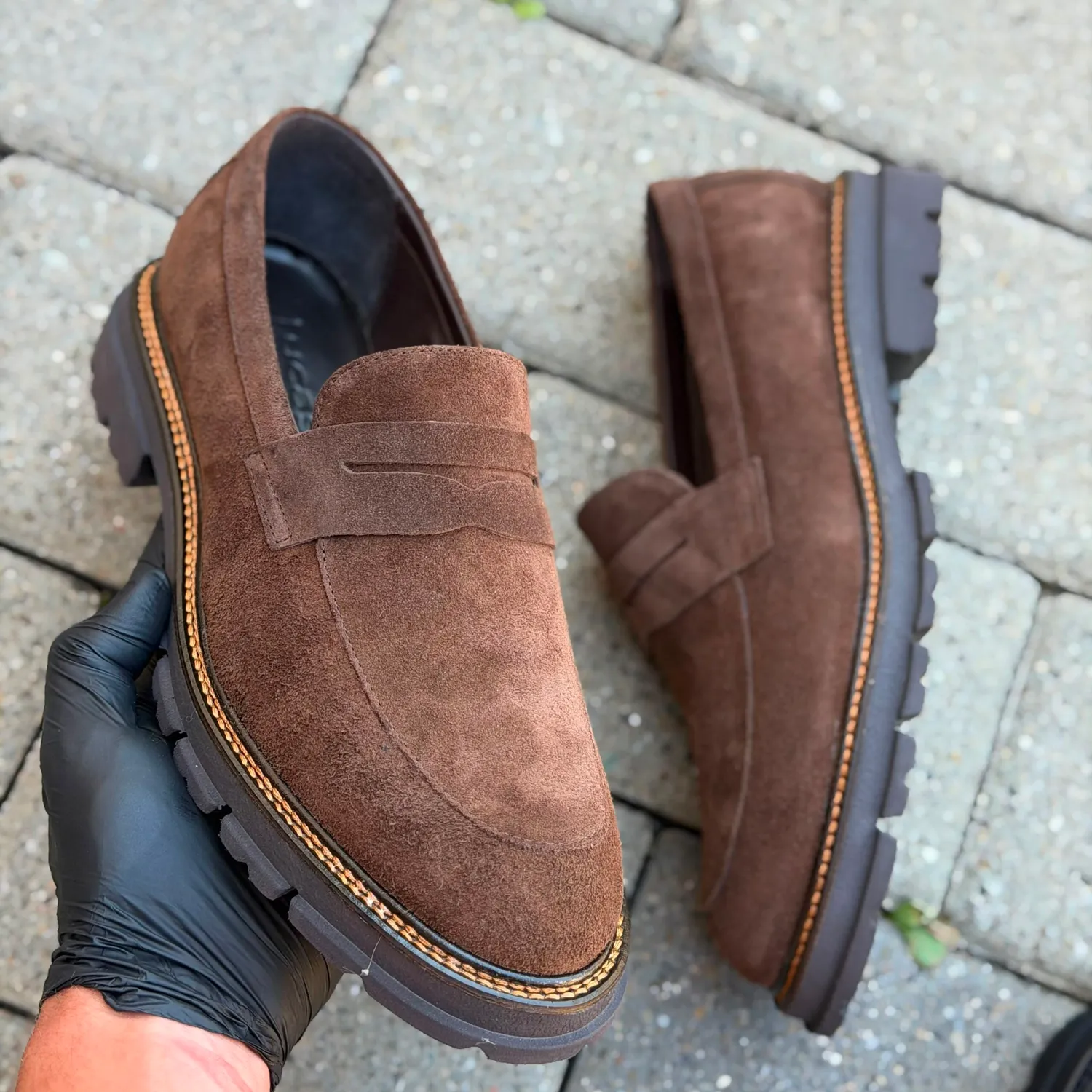 Lucas Shoes Ezra Ukr mocasini bărbați maro velur