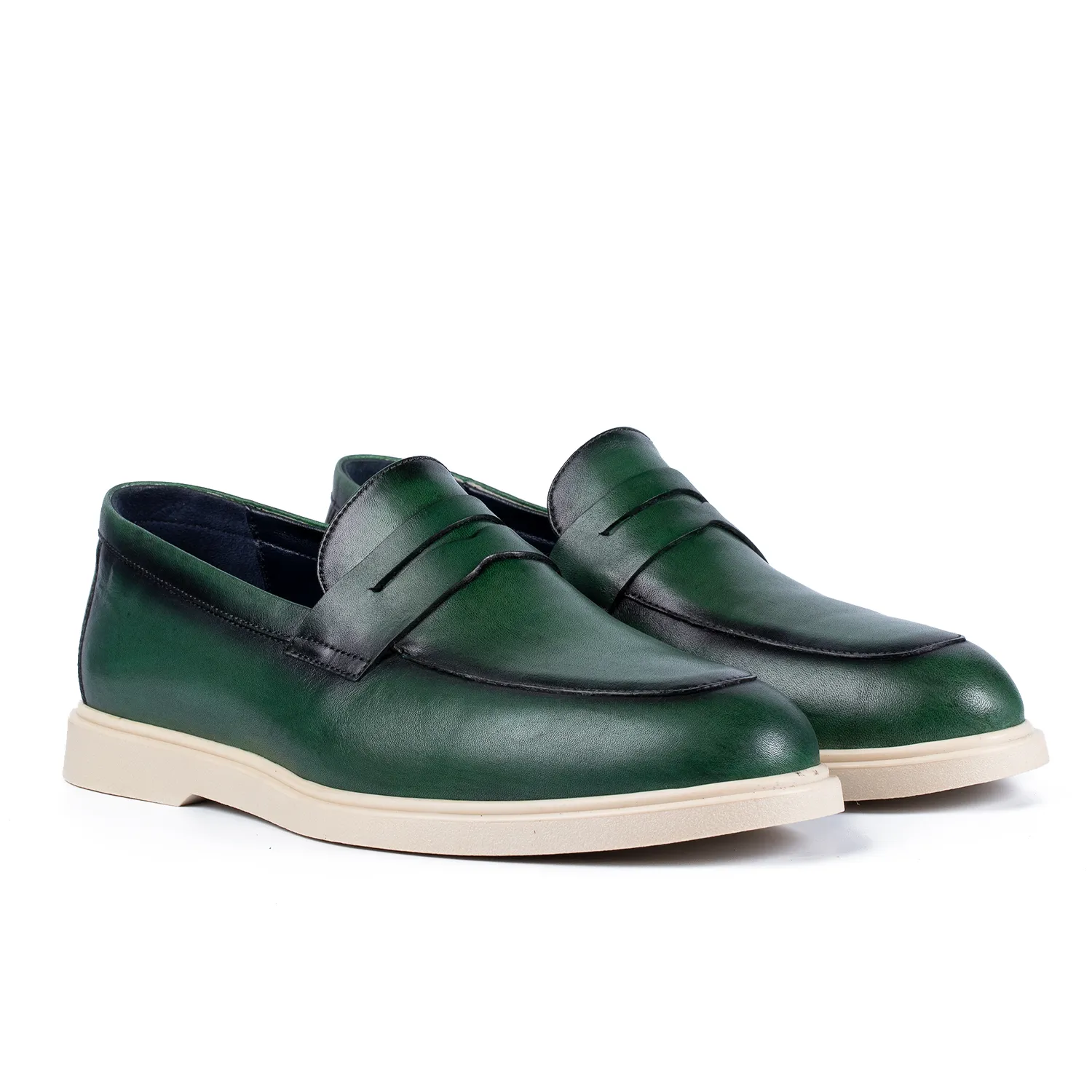 Lucas Shoes Ezra mocasini verde piele naturala