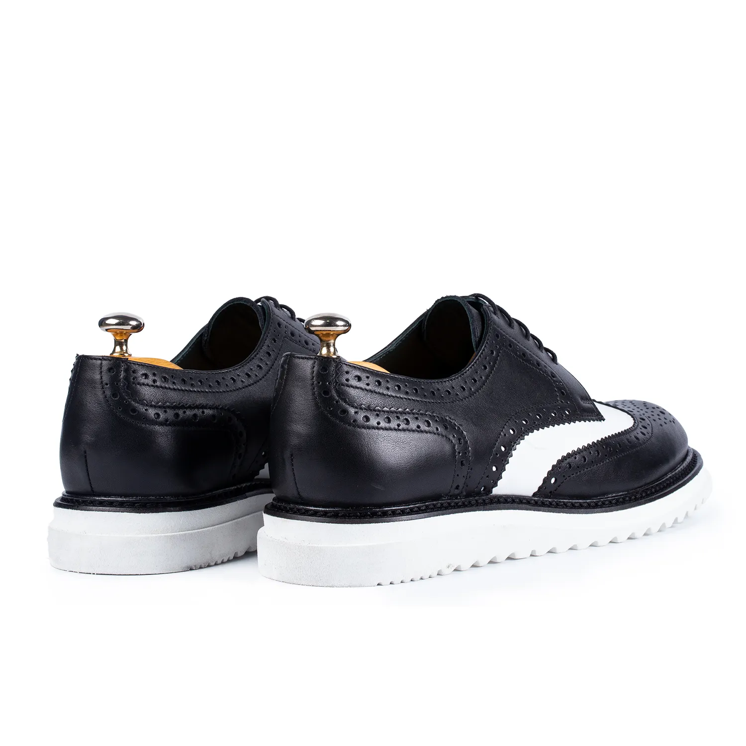 Lucas Shoes Casual 555 pantofi black white piele