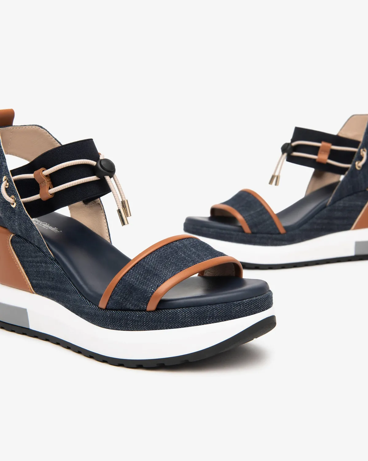 NeroGiardini sandale dama piele denim platforma 8 cm