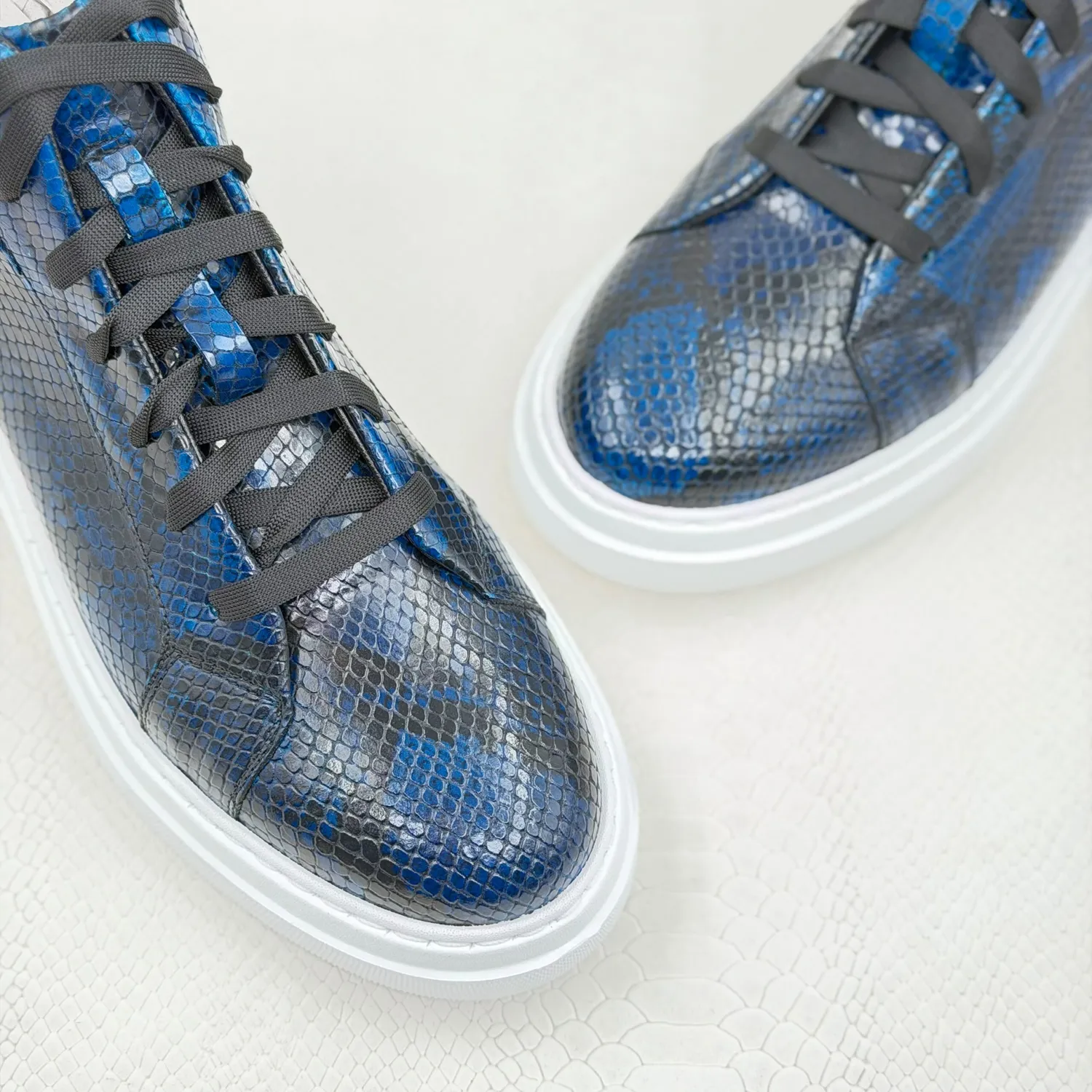 Lucas Shoes 855 A Snake ghete blue piele naturala