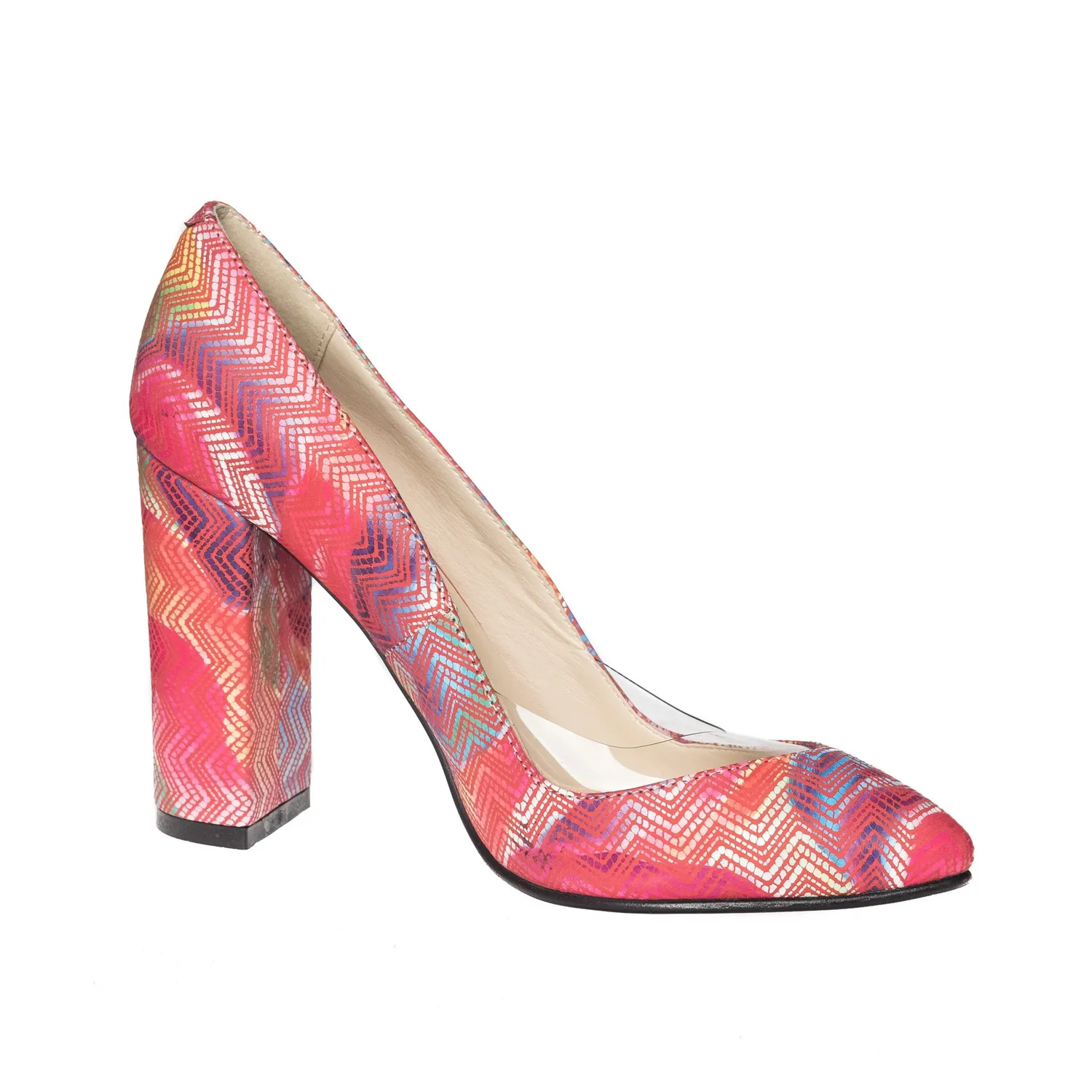 Catinca Shoes R12 RM pantofi damă roșu mozaic piele naturală