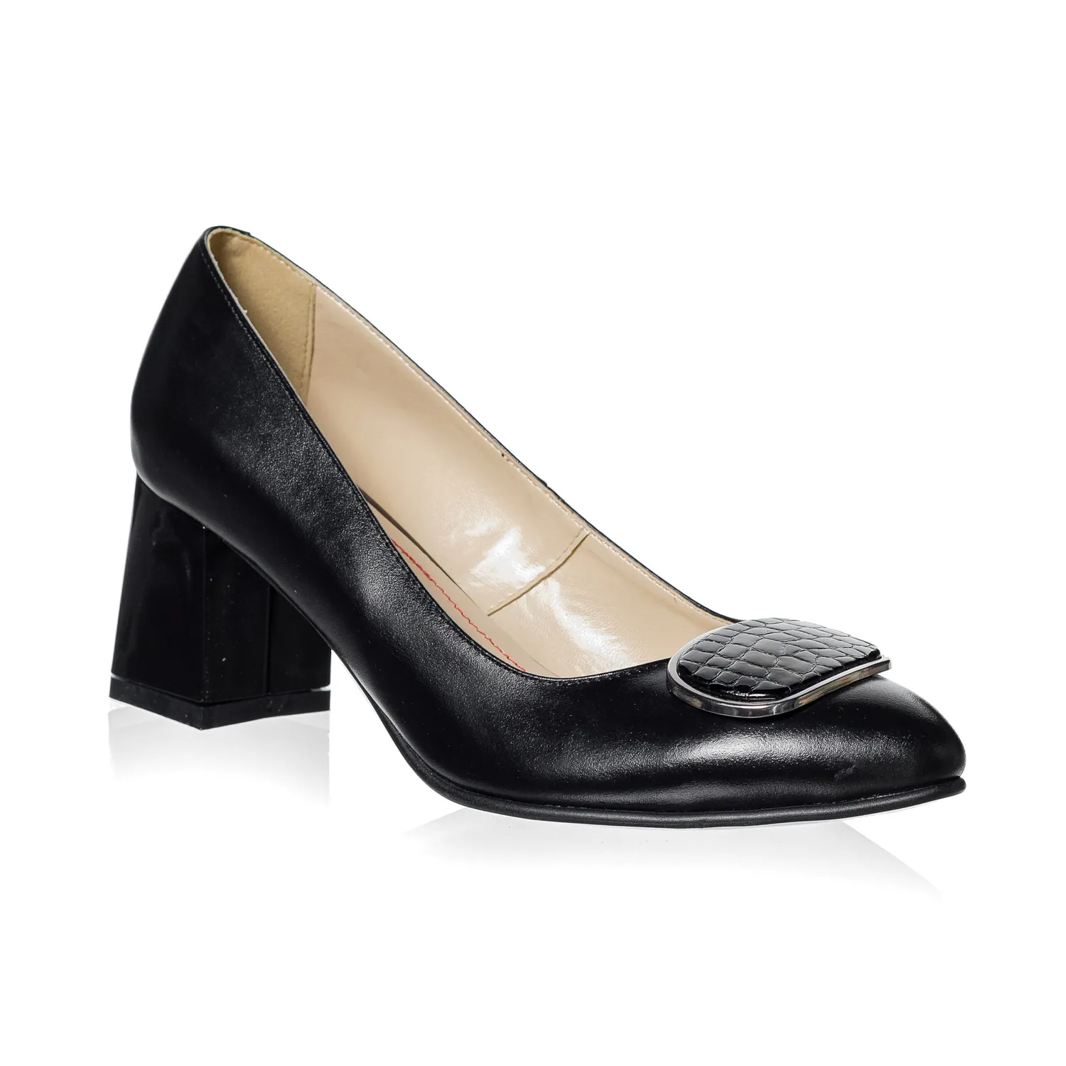 Catinca Shoes A39 NCN pantofi piele negri croco dama