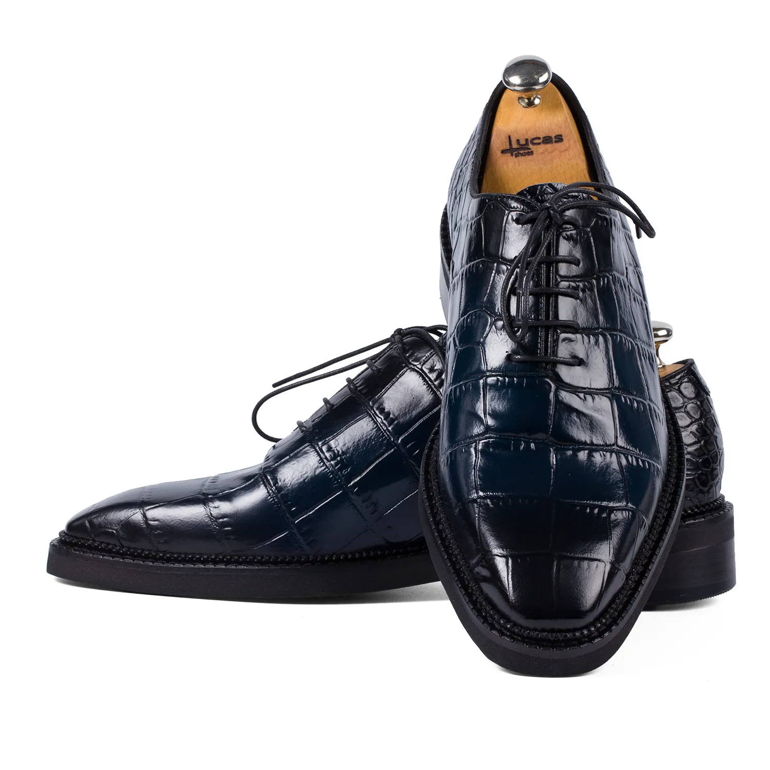 Lucas Shoes Elegant 725 Ukr pantofi barbati croco albastru