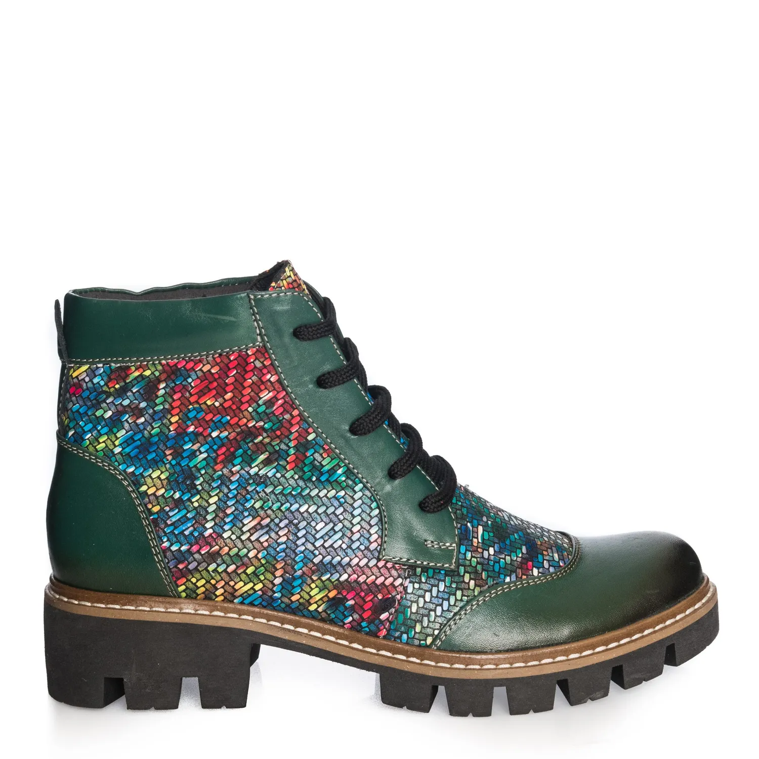 Catinca Shoes G28 VBM bocanci damă piele verde mozaic
