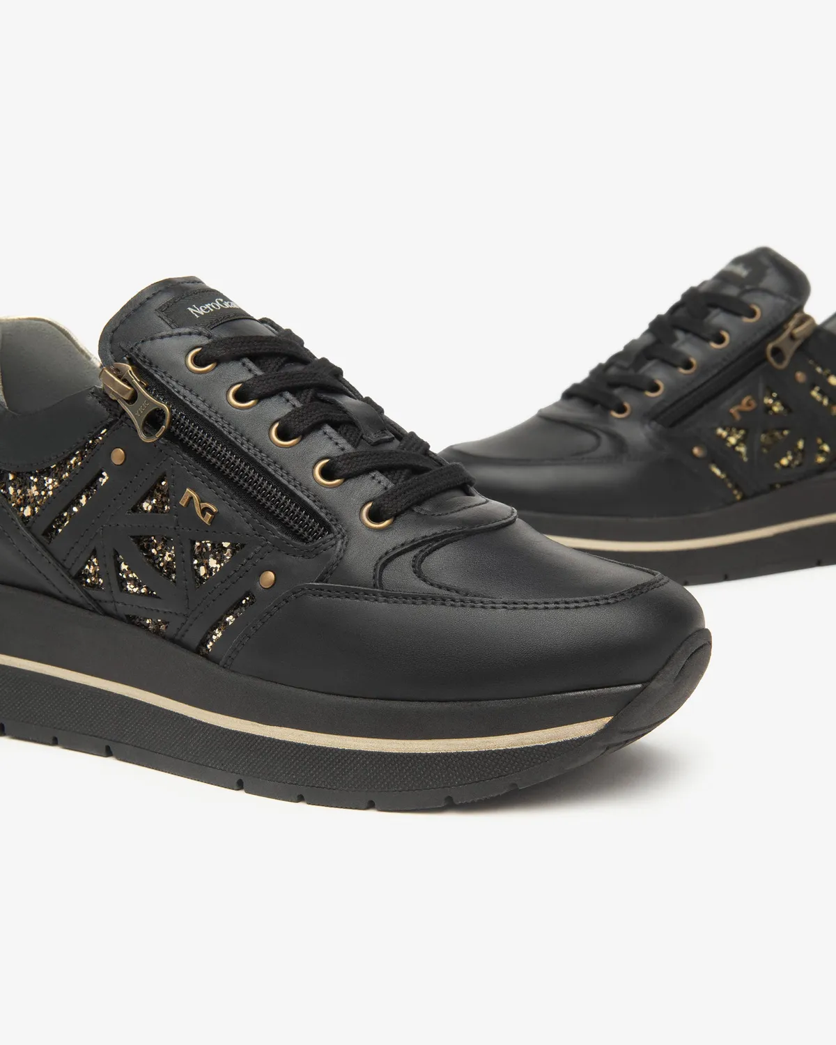 Sneakers dama NeroGiardini piele si material tehnic toamna-iarna