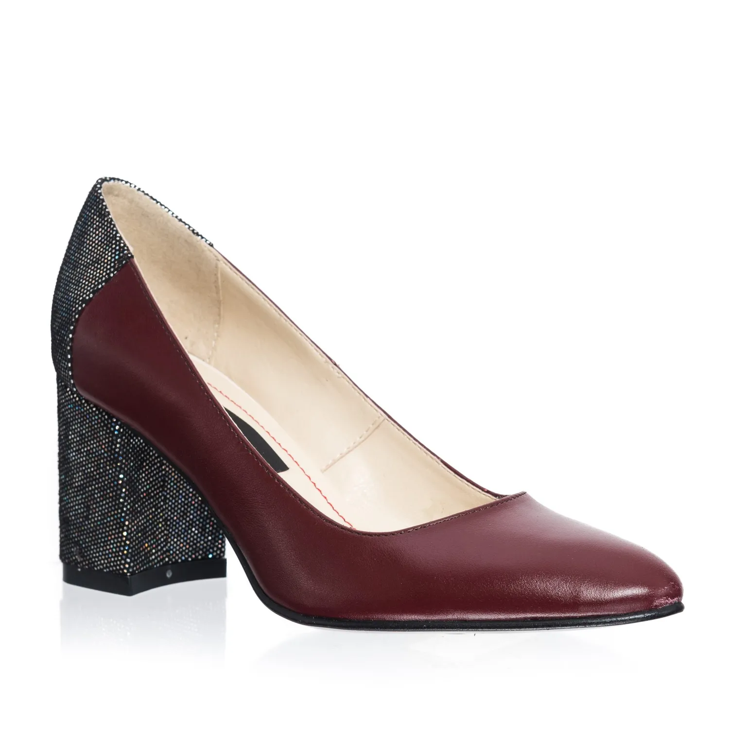 Catinca Shoes R12 BSC pantofi piele bordo sclipici