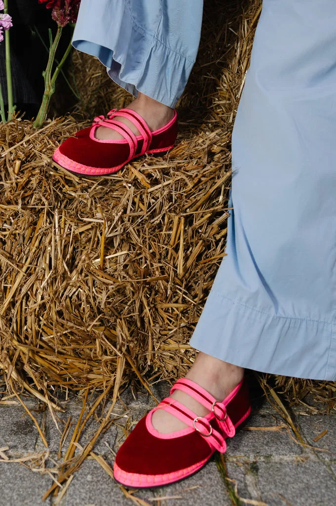 Flagelus Claire Deep Red pantofi Mary Jane roșii