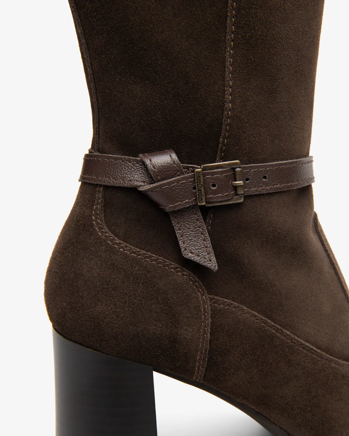 NeroGiardini Cizme piele damă toc bloc 75 mm piele întoarsă