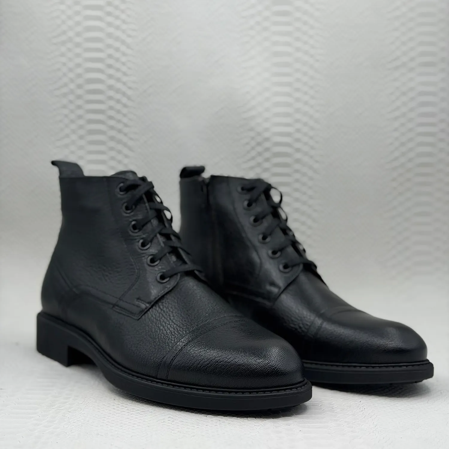 Lucas Shoes 601 Rossi Negru Bizon ghete piele