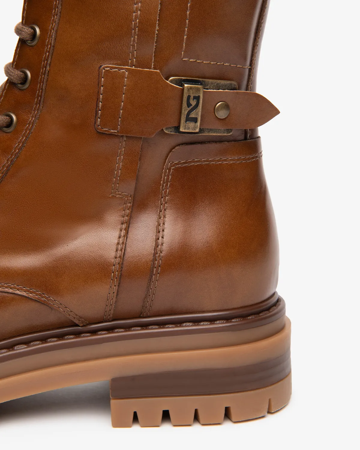 NeroGiardini ghete piele dama combat cu toc 4 cm