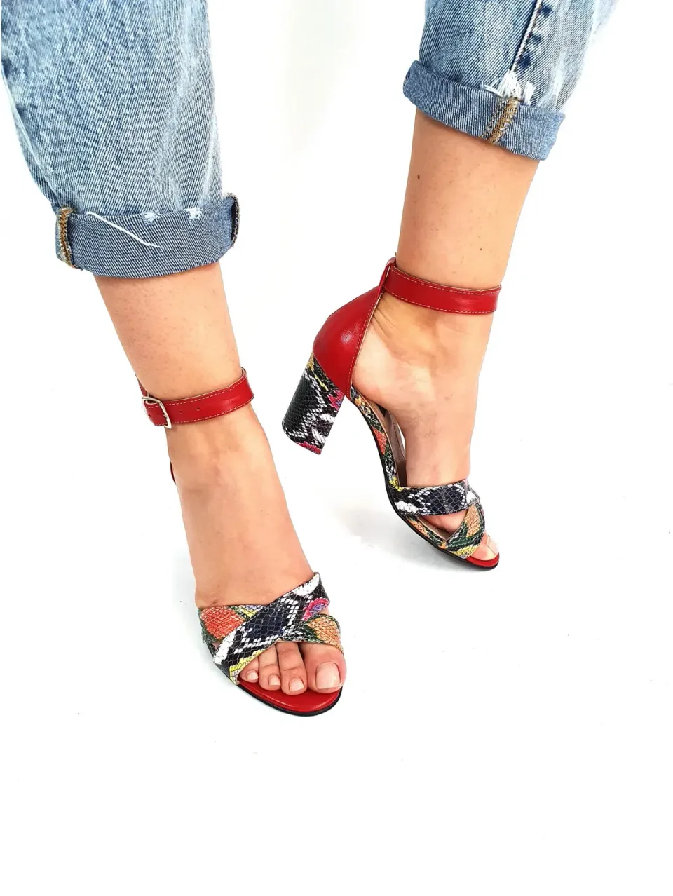 Catinca Shoes S4 RSR sandale damă piele roșu șarpe