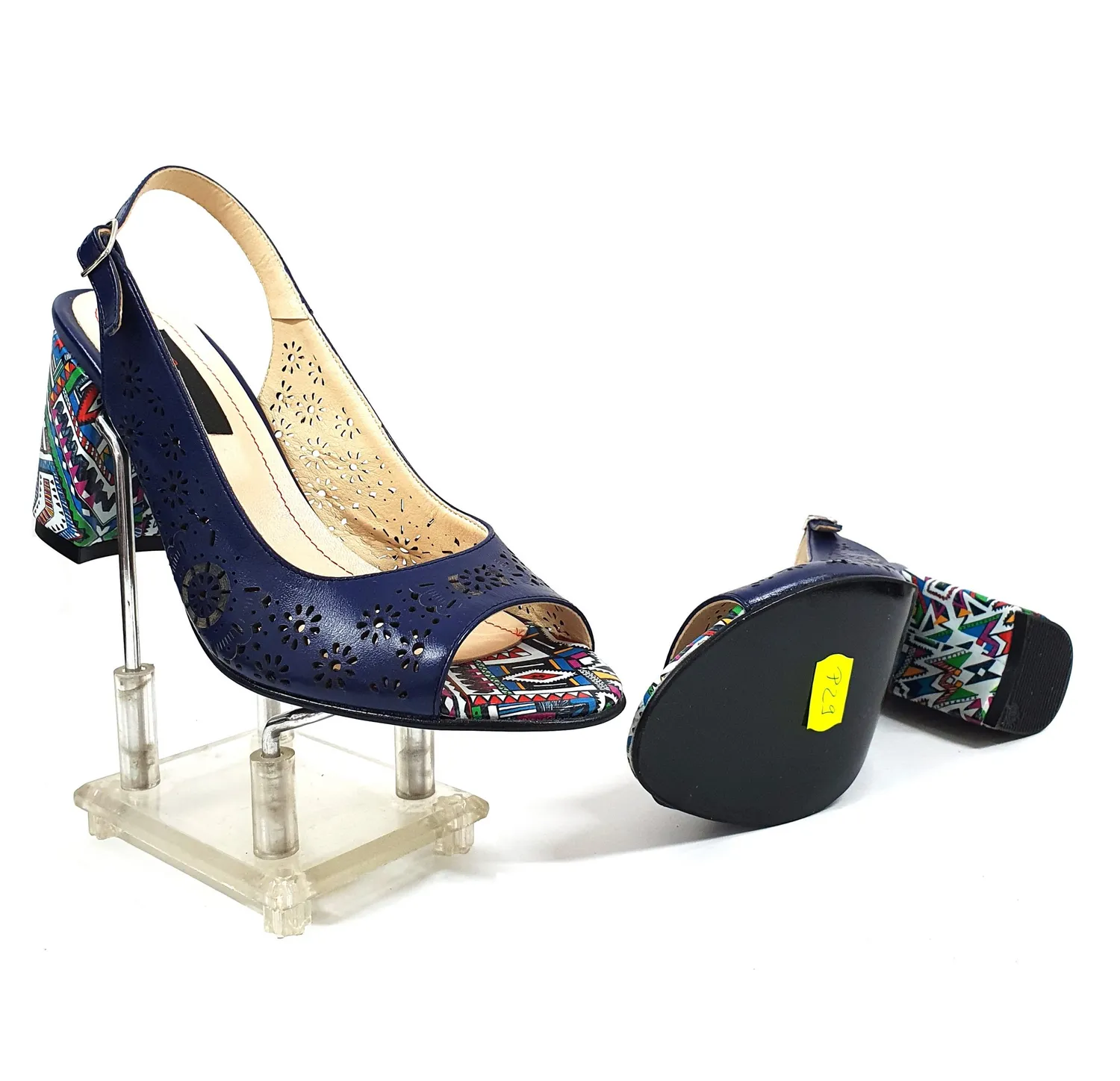 Catinca Shoes P29 ATMT sandale piele albastru toc