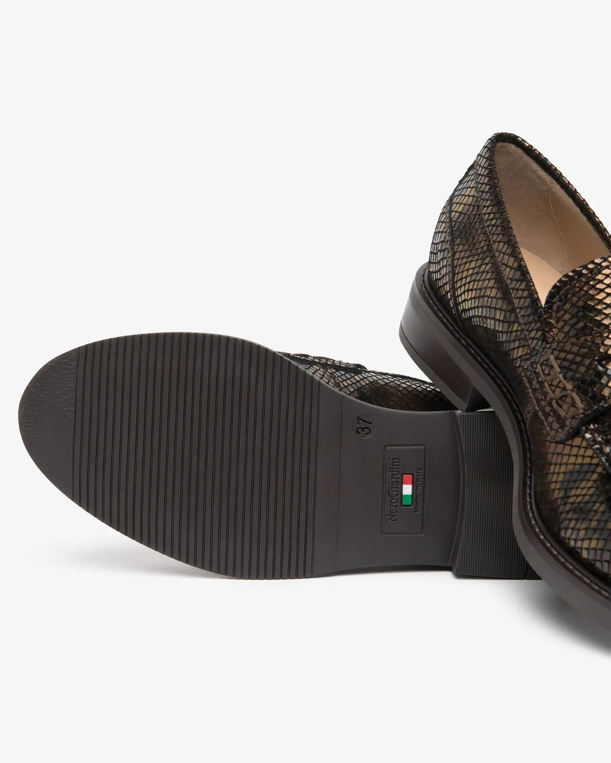 NeroGiardini mocasini piele dama efect piele sarpe
