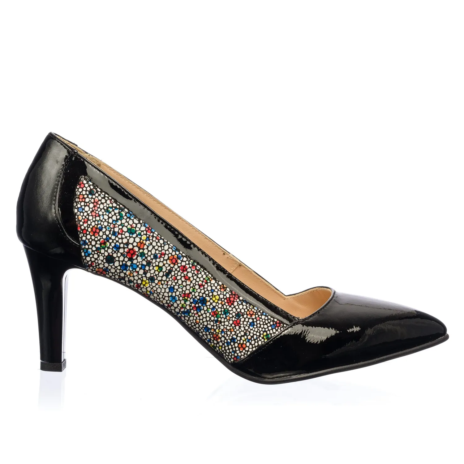 Catinca Shoes A10 NLPA pantofi dama negru lac pietre piele