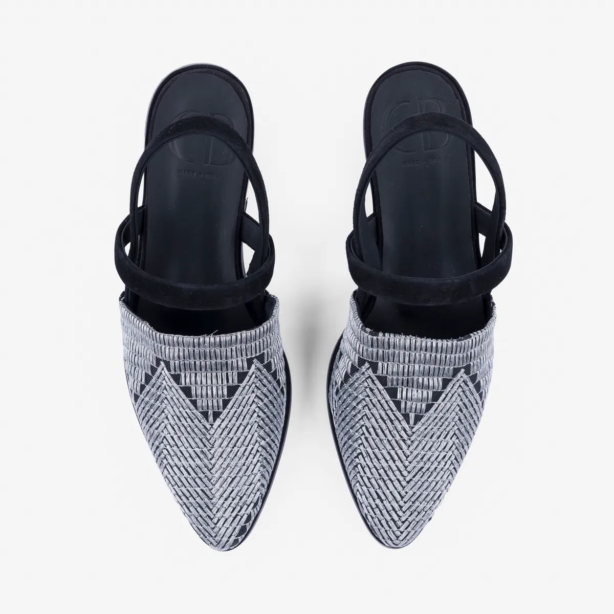 Cecilia Bringheli Vega pantofi slingback broderie argintiu
