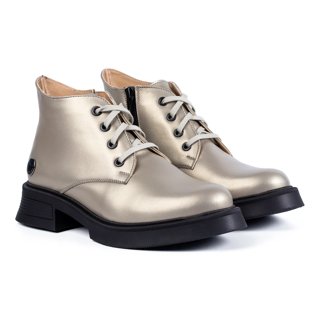 Lucas Shoes 412 ghete damă argintii piele iarnă