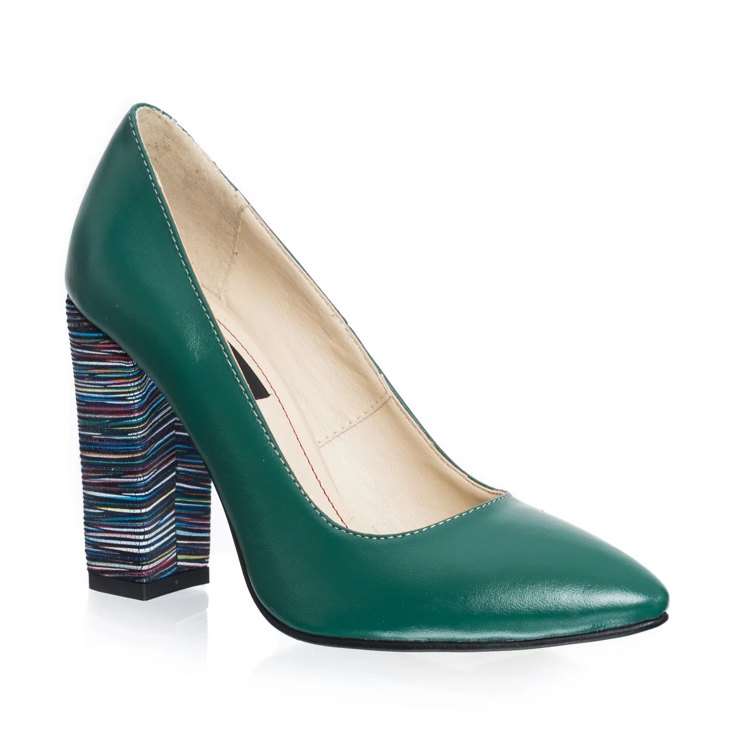 Catinca Shoes 2691 VTD pantofi dama piele verde dungi