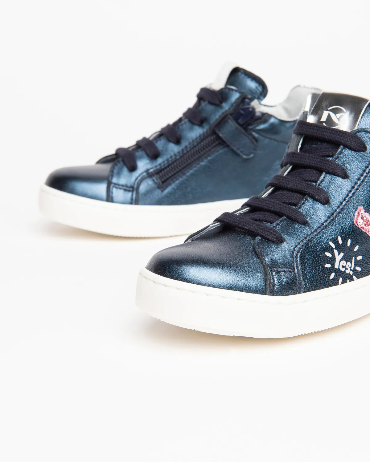 NeroGiardini sneakers piele fete cu sclipici si fermoar