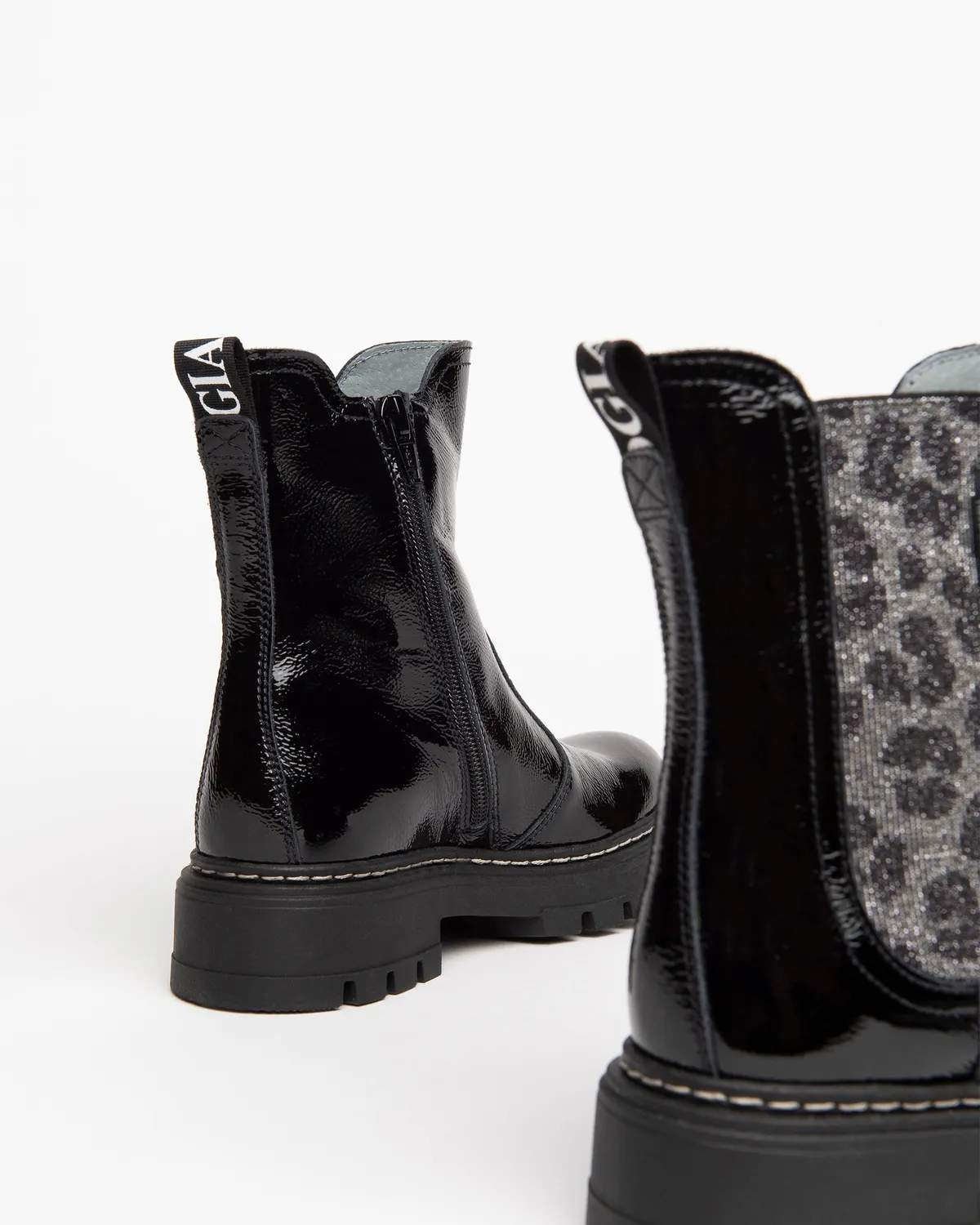 NeroGiardini ghete fete lac elastic animal print