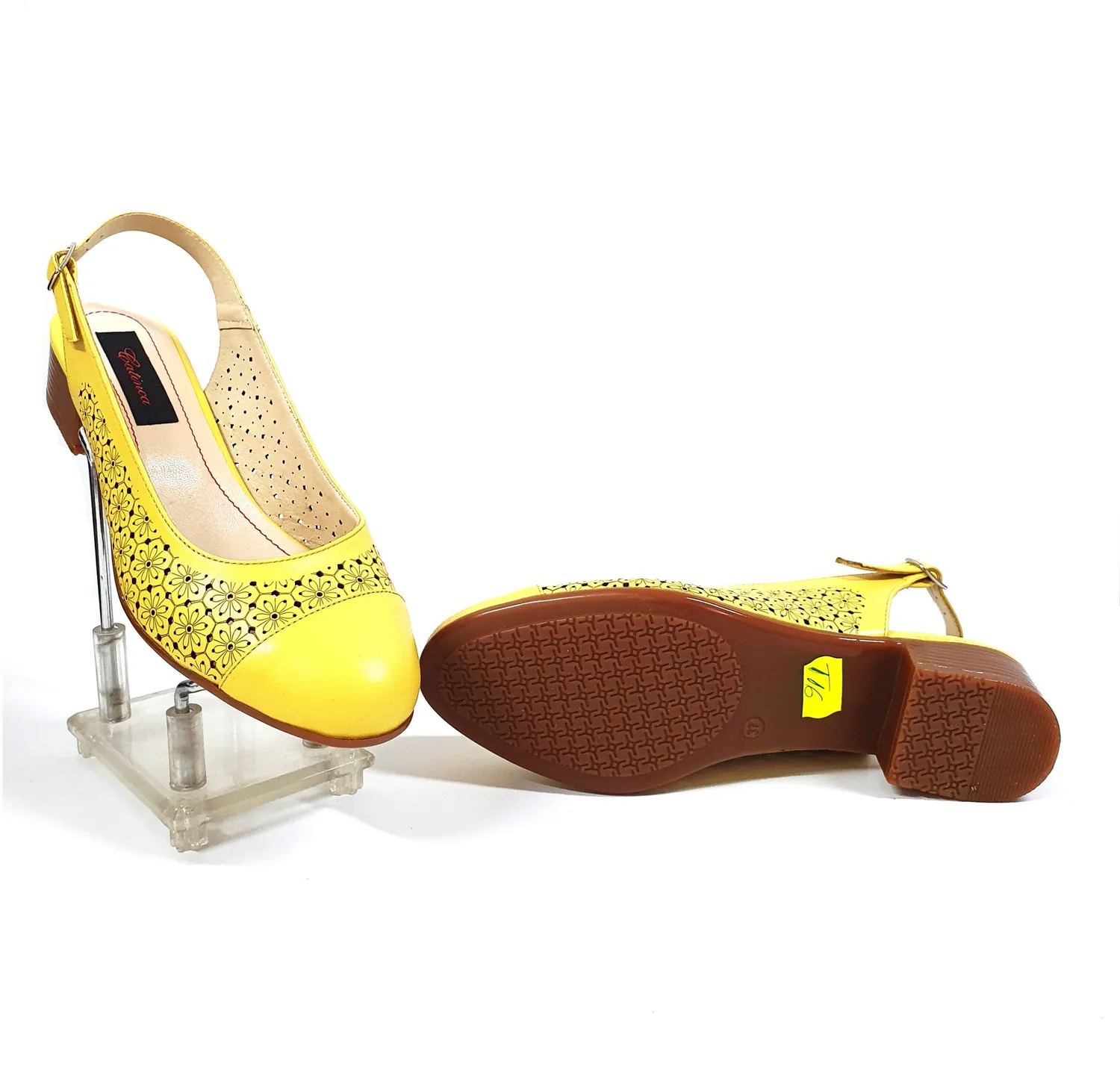 Catinca Shoes T16 Galben sandale dama piele naturala