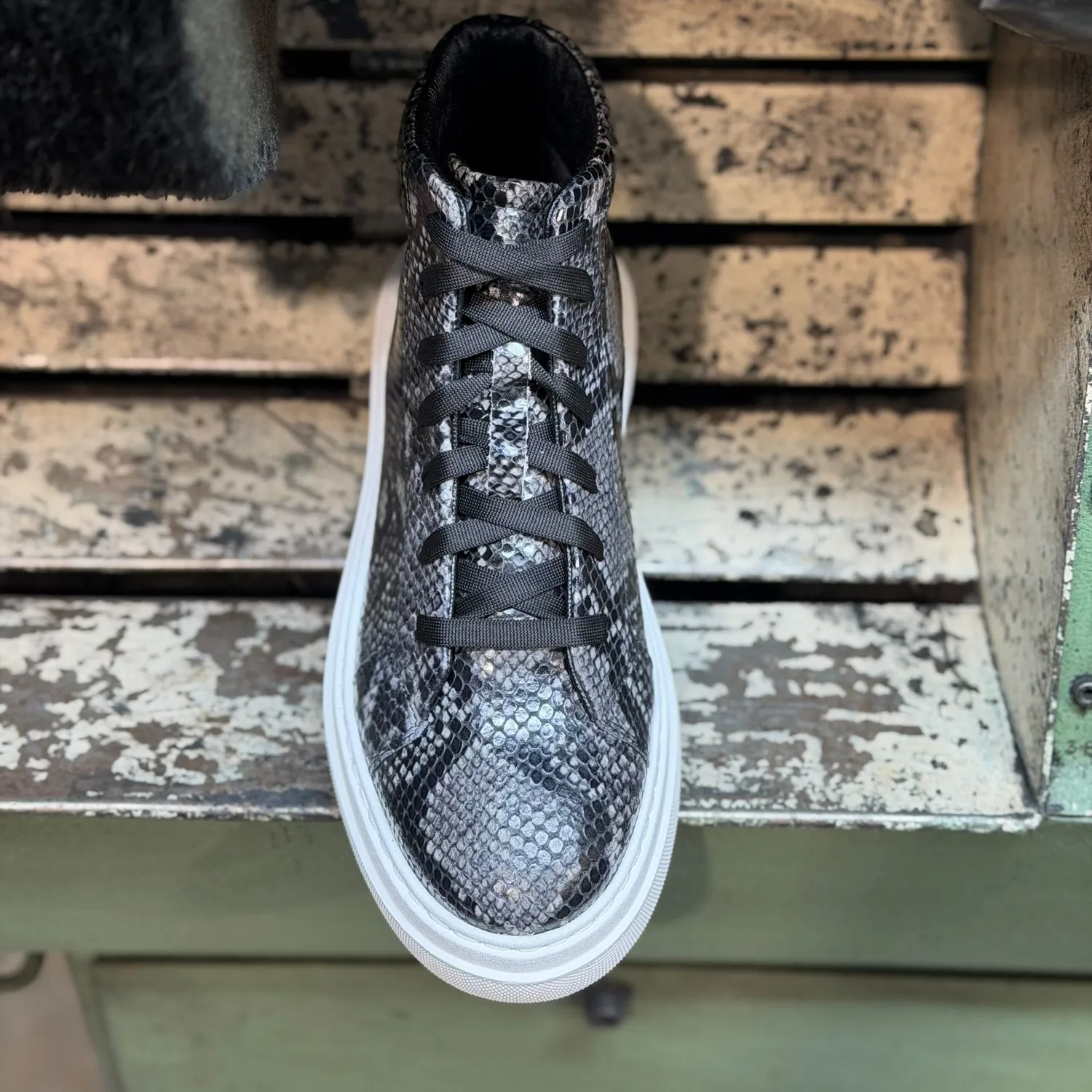 Lucas Shoes 855 A Snake ghete gri piele naturala
