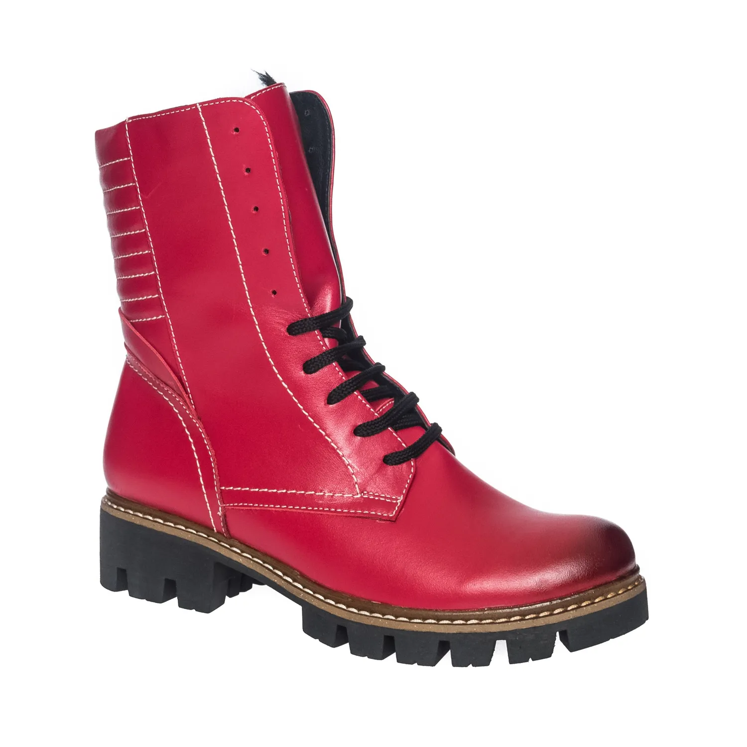 Catinca Shoes BC15 RVN bocanci piele roșu negru