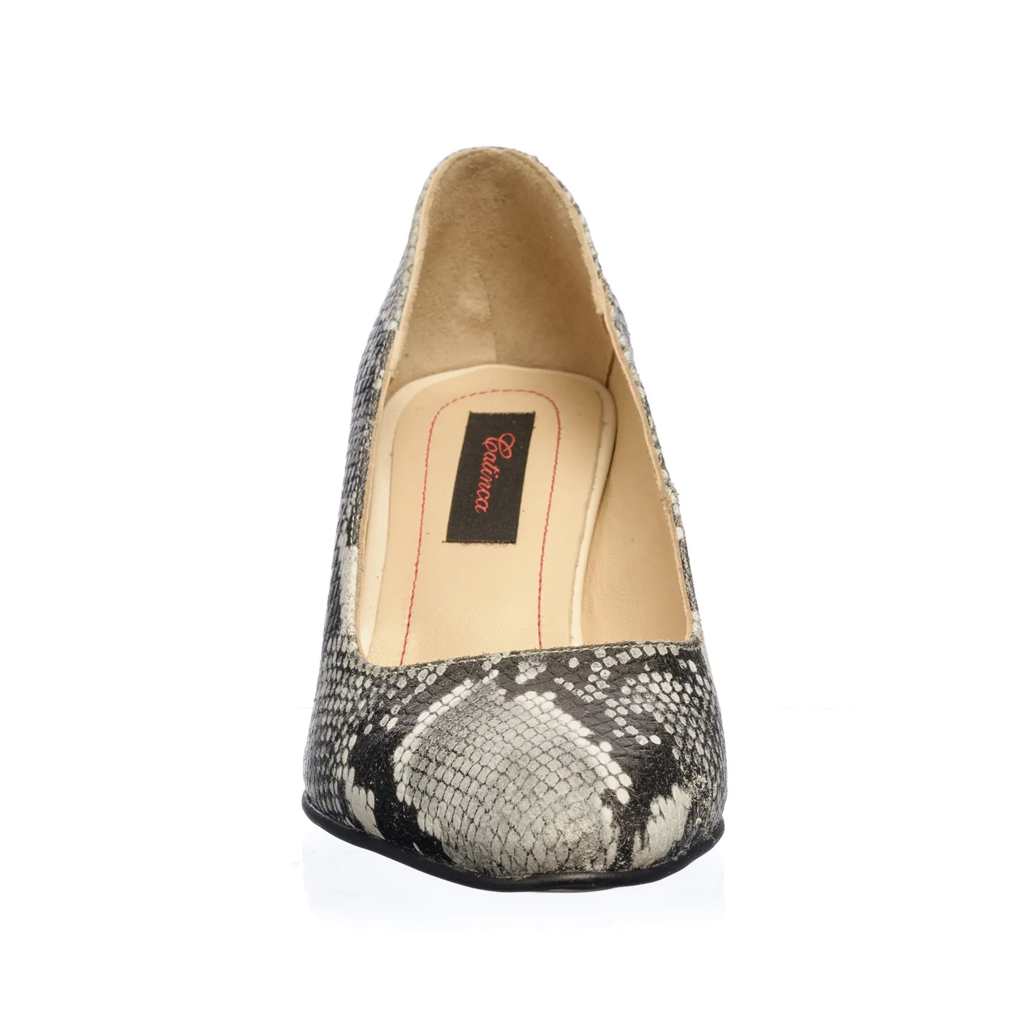 Catinca Shoes R7 SAN pantofi piele sarpe alb negru