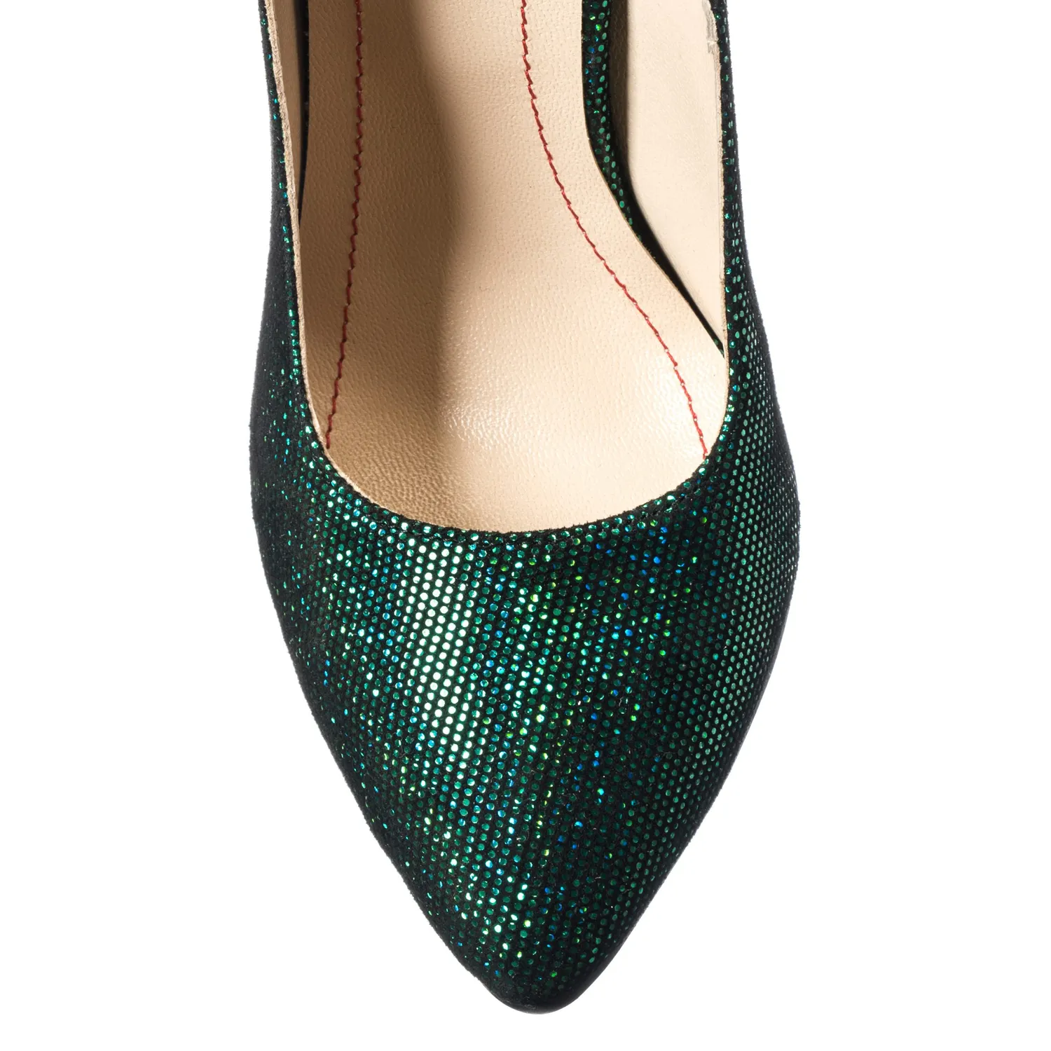 Catinca Shoes 269 VSC sandale piele naturala verde sclipici