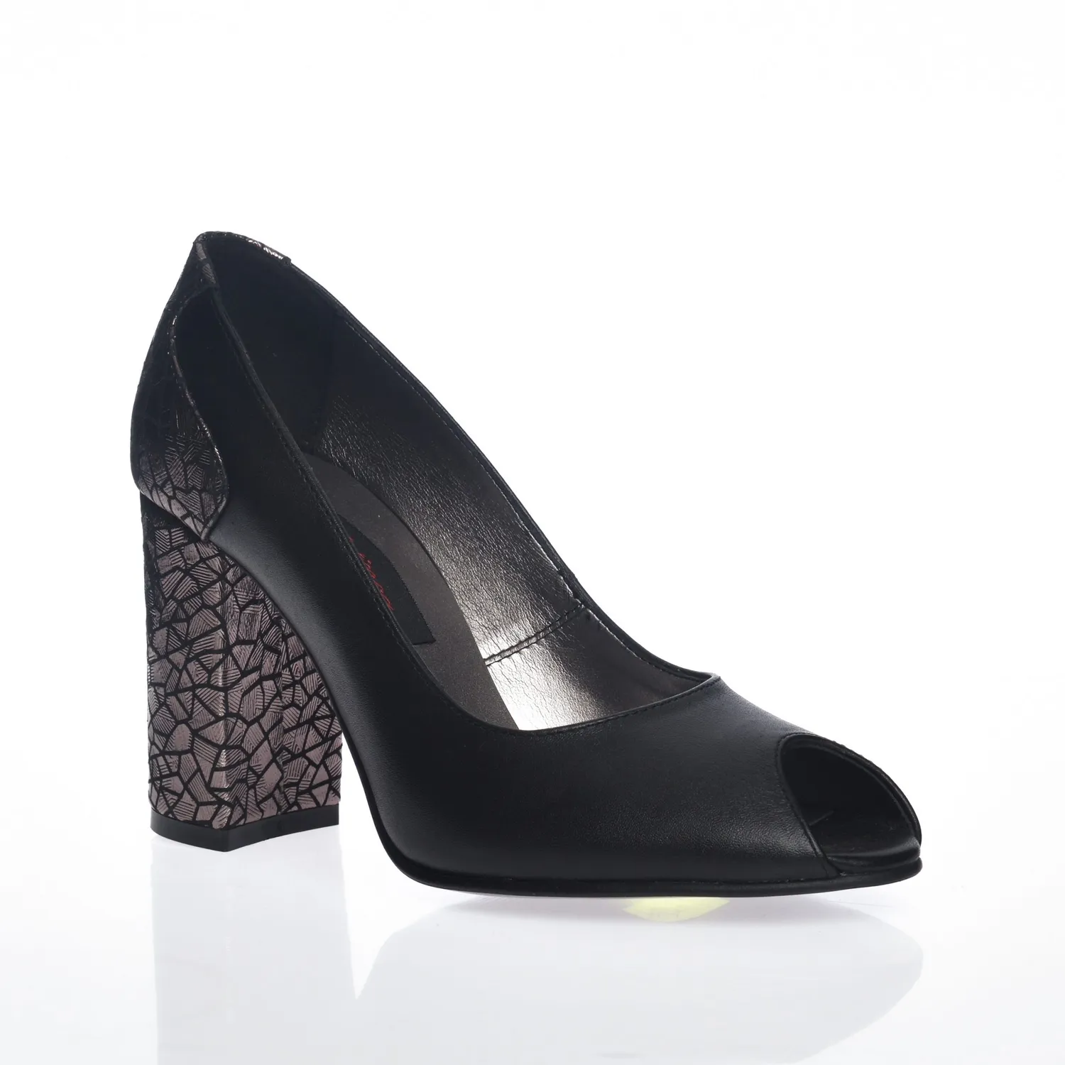 Catinca Shoes F26 NBI pantofi dama piele naturala negru imprimeu