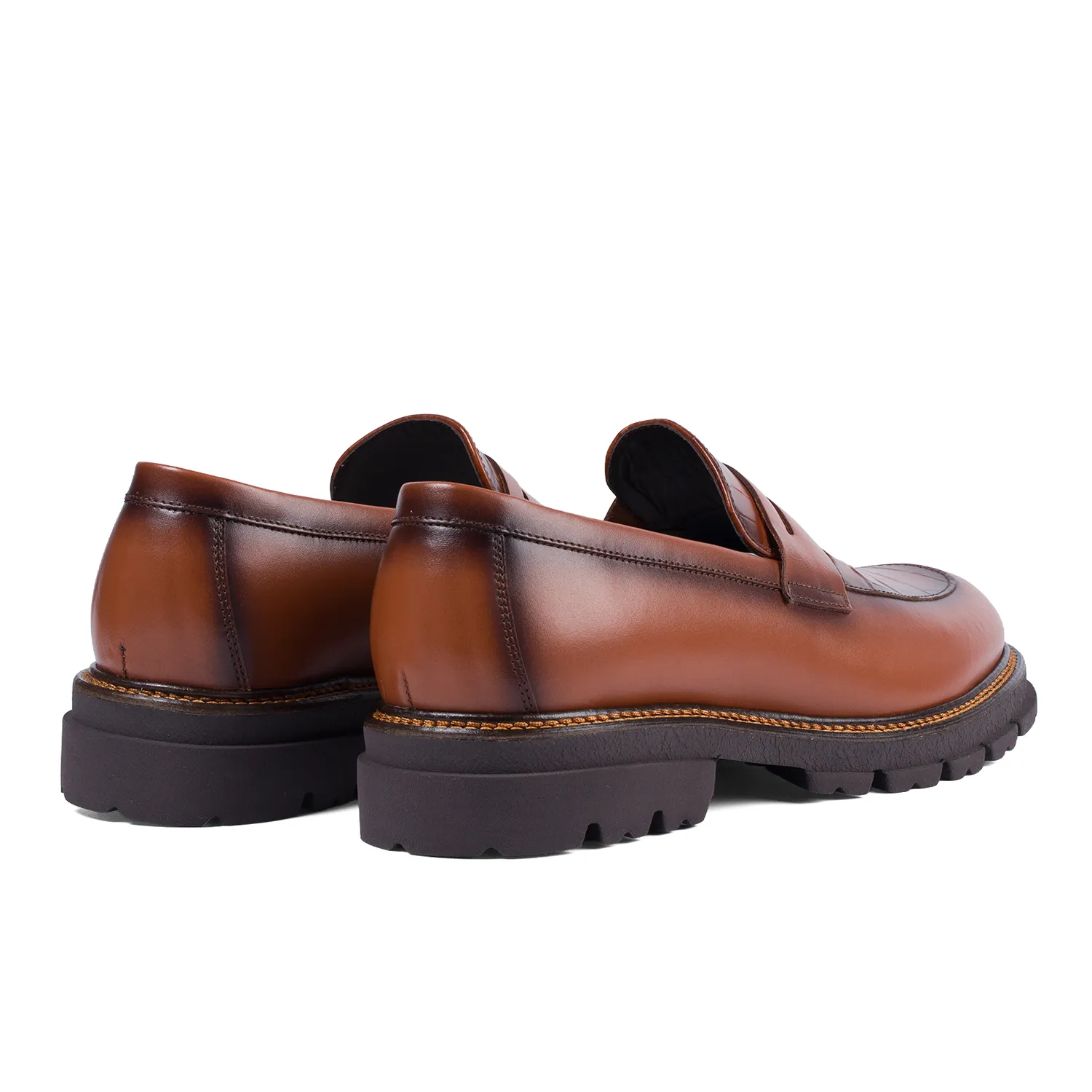 Lucas Shoes Ezra Ukr Croco mocasini piele coniac