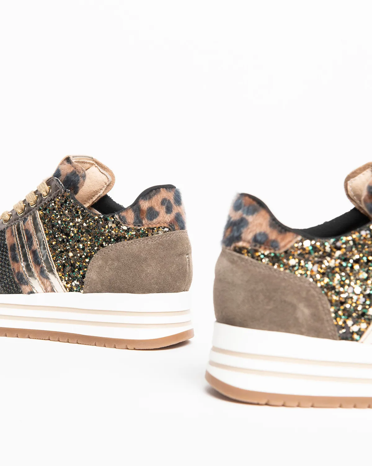 NeroGiardini Teens sneakers piele intoarsa sclipici