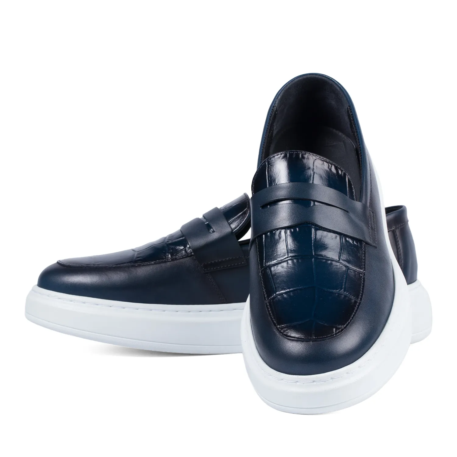 Lucas Shoes Ezra loafers blue croc piele bărbați