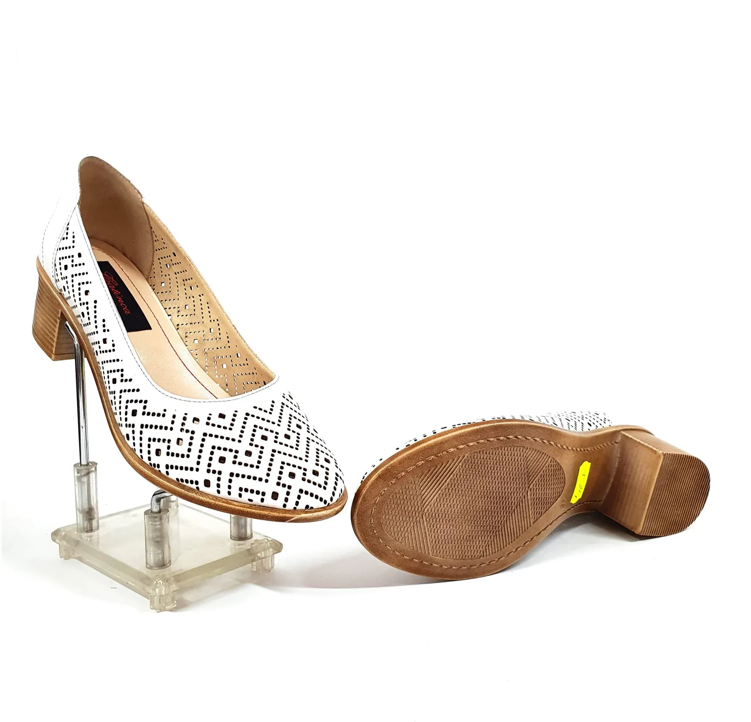 Catinca Shoes T14 A pantofi dama piele naturala albi perforati