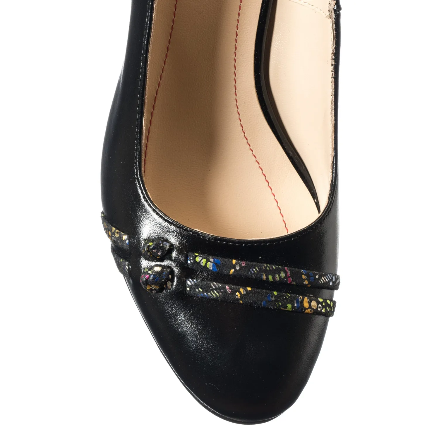 Catinca Shoes V55 NF sandale dama piele naturala negru floricele