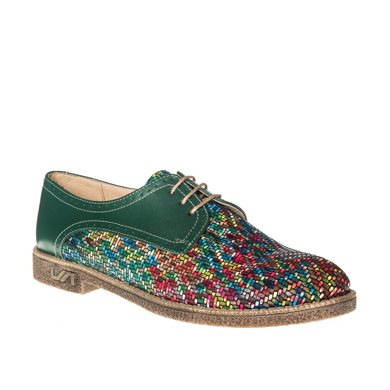Catinca Shoes G10 VM pantofi dama piele verde multicolor