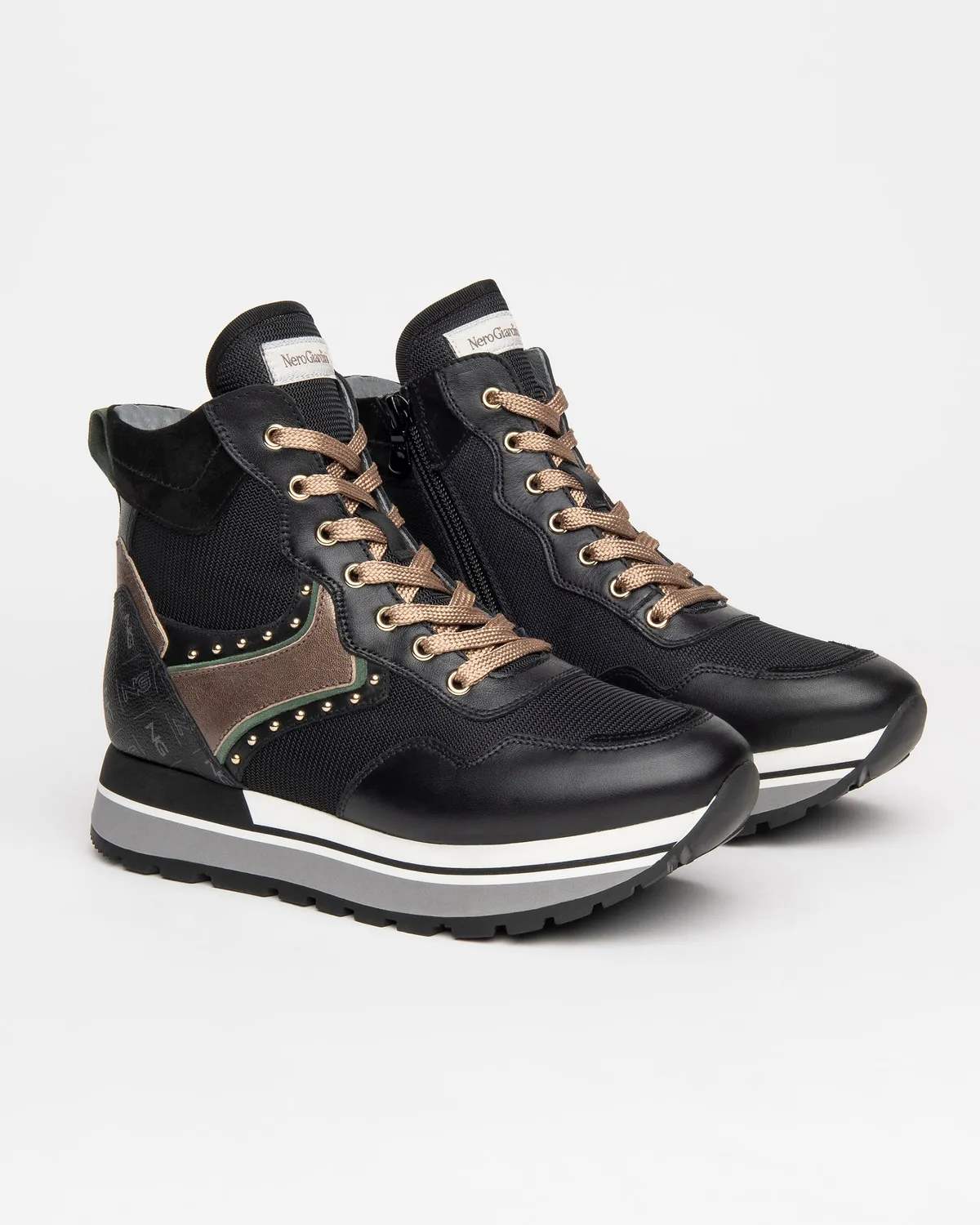 NeroGiardini sneakers dama piele inalti cu fermoar