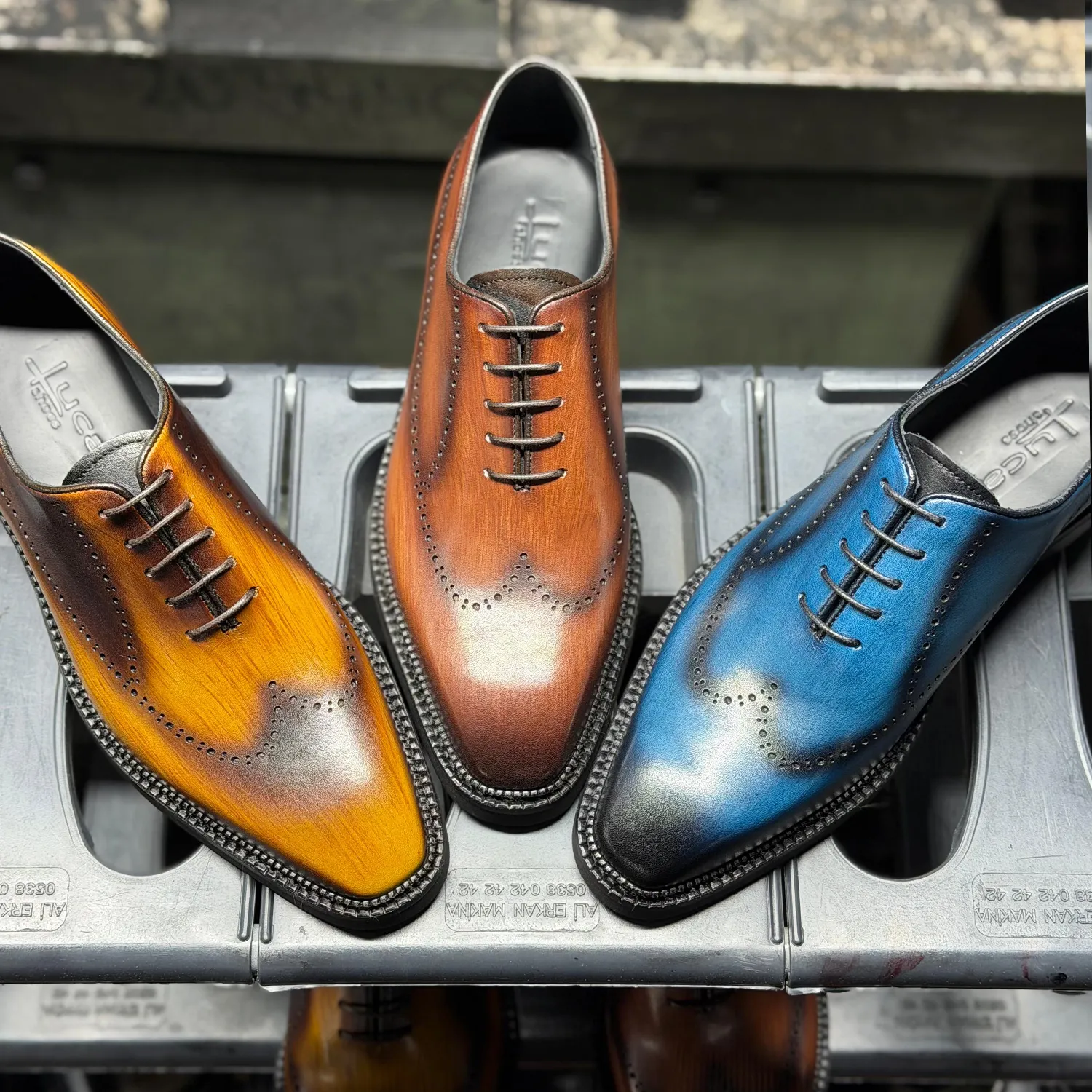 Lucas Shoes Elegant 906 pantofi barbati azurro patina piele