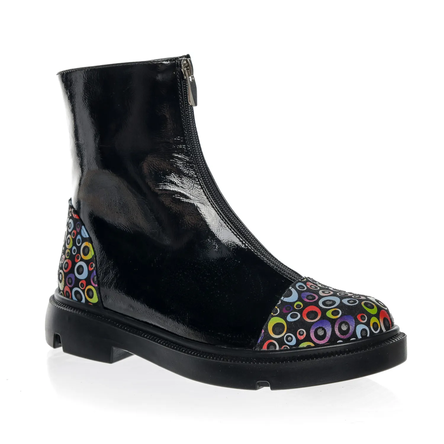 Catinca Shoes BC25 NLPC bocanci lac negru pătrățele