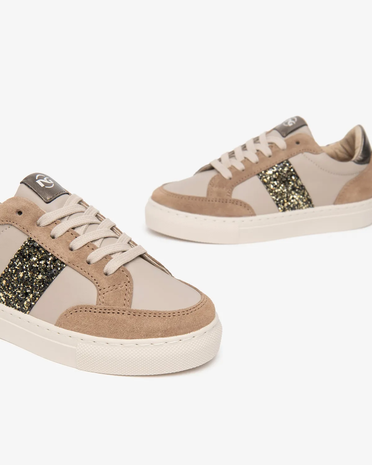 NeroGiardini sneakers fete piele intoarsa cu sclipici gri